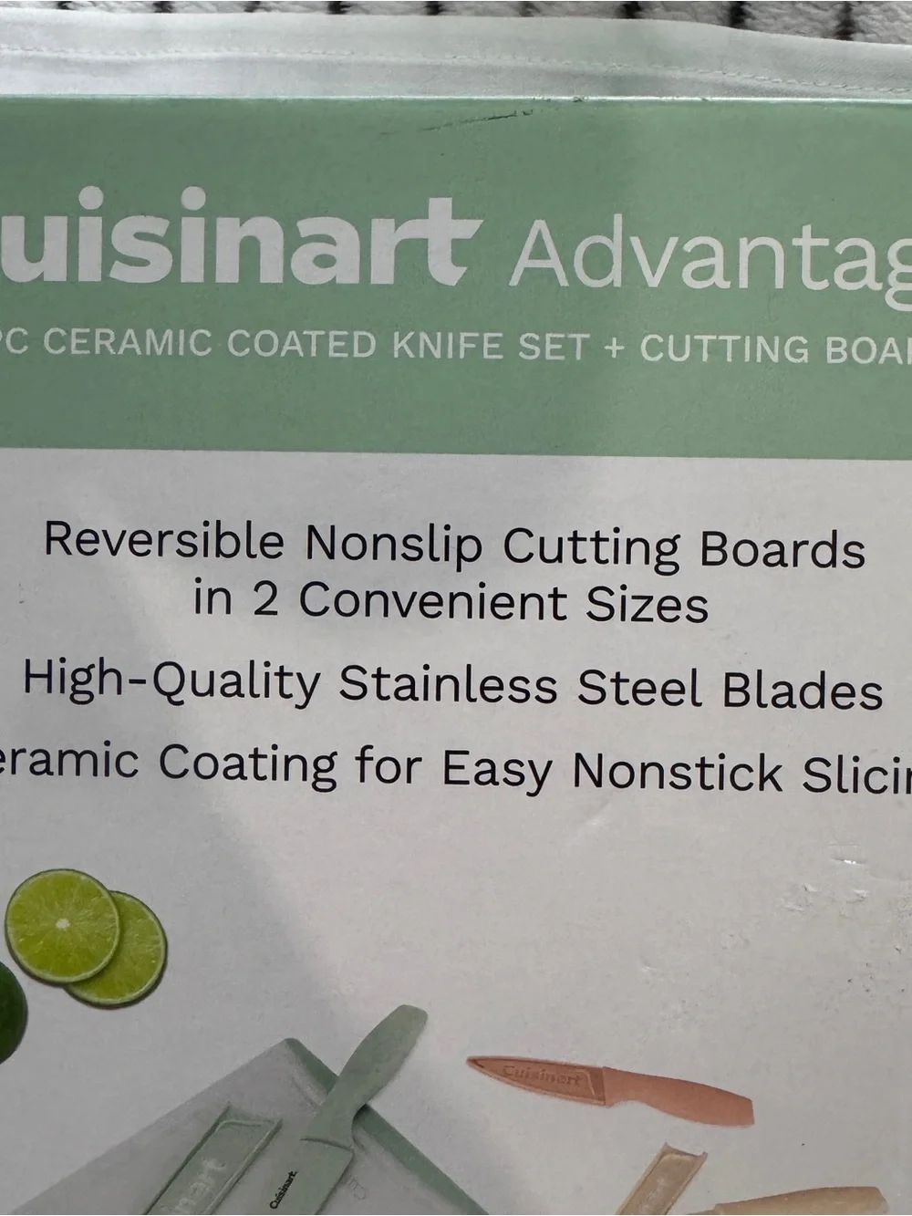 Cuisinart Advantage 14 Pc Ceramic Coated Stainless Steel Knife Set & Cut Board
